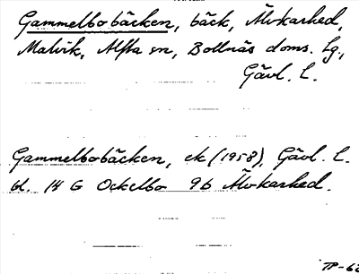 Bild på arkivkortet för arkivposten Gammelbobäcken