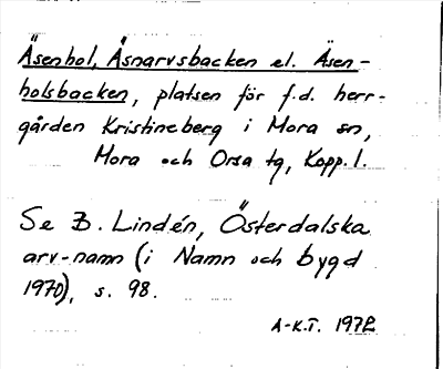 Bild på arkivkortet för arkivposten Äsenhol, Äsnarvsbacken el. Äsenholsbacken