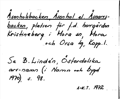 Bild på arkivkortet för arkivposten Äsenholsbacken, Äsenhol el. Äsnarvsbacken