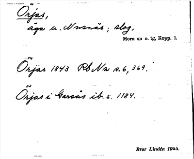 Bild på arkivkortet för arkivposten Örjas