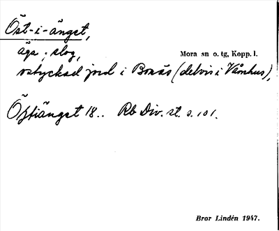 Bild på arkivkortet för arkivposten Öst-i-änget