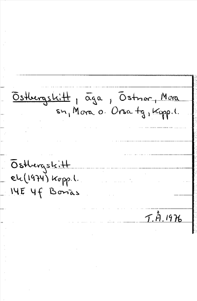 Bild på arkivkortet för arkivposten Östbergskitt