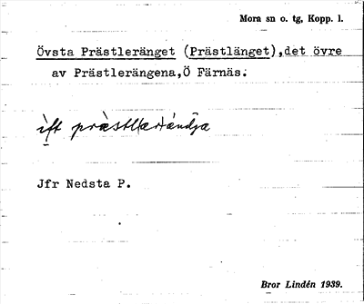 Bild på arkivkortet för arkivposten Övsta Prästleränget (Prästlänget)