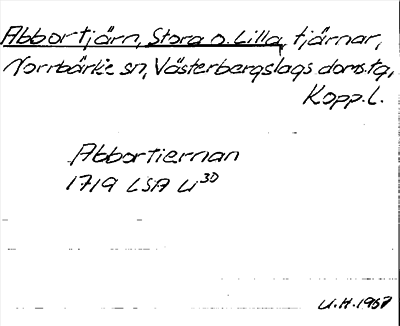 Bild på arkivkortet för arkivposten Abbortjärn , Stora o. Lilla
