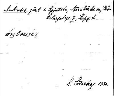 Bild på arkivkortet för arkivposten Ambruses