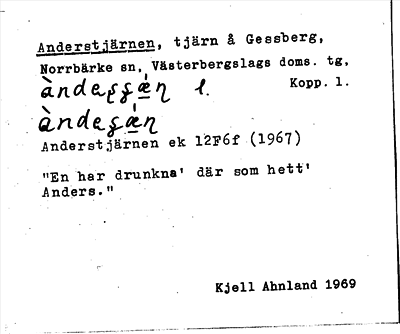 Bild på arkivkortet för arkivposten Anderstjärnen