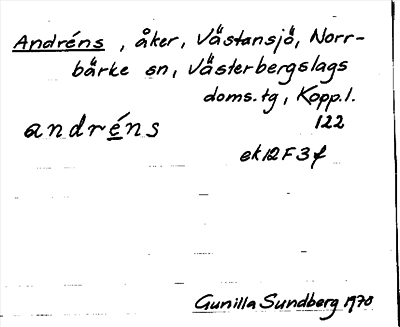 Bild på arkivkortet för arkivposten Andréns