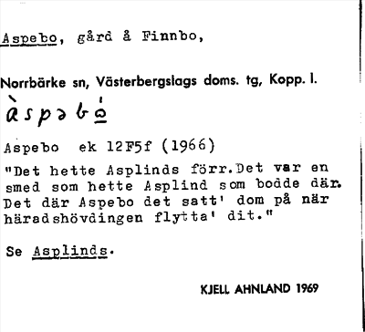 Bild på arkivkortet för arkivposten Aspebo, se Asplinds
