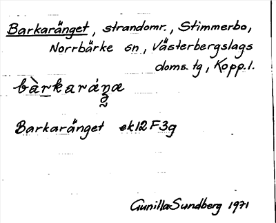 Bild på arkivkortet för arkivposten Barkaränget
