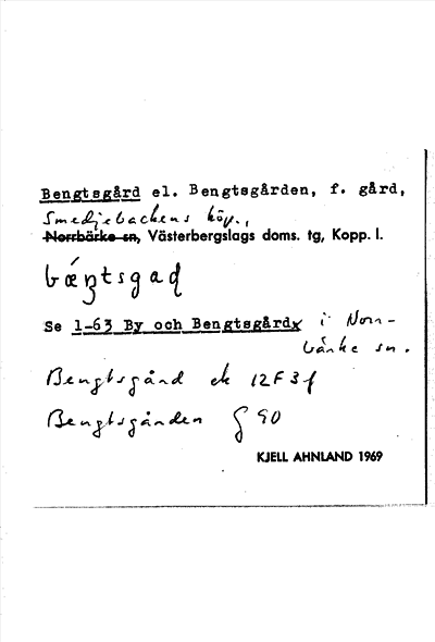 Bild på arkivkortet för arkivposten Bengtsgård el. Bengtsgården