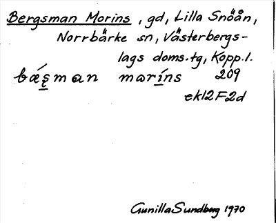 Bild på arkivkortet för arkivposten Bergsman Morins