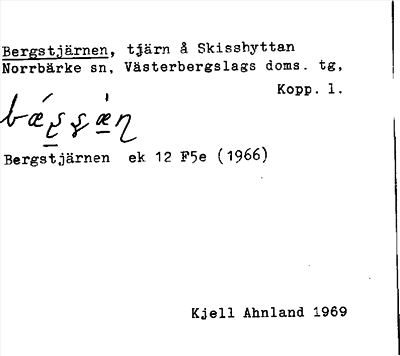 Bild på arkivkortet för arkivposten Bergstjärnen