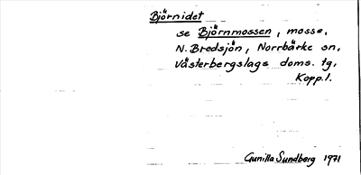 Bild på arkivkortet för arkivposten Björnidet, se Björnmossen