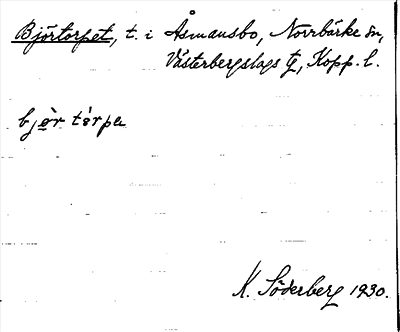 Bild på arkivkortet för arkivposten Björtorpet