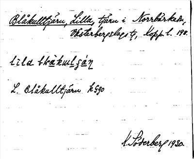 Bild på arkivkortet för arkivposten Blåkulltjärn, Lilla