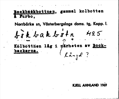 Bild på arkivkortet för arkivposten Bockbackbottnen