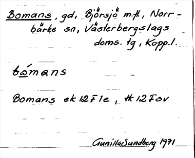 Bild på arkivkortet för arkivposten Bomans