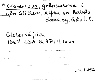 Bild på arkivkortet för arkivposten *Glotertuva