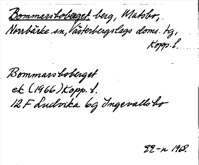 Bild på arkivkortet för arkivposten Bommarsboberget