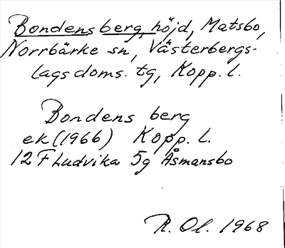 Bild på arkivkortet för arkivposten Bondens berg