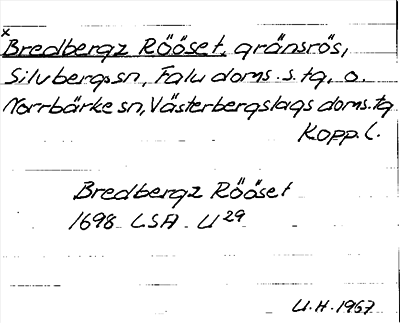Bild på arkivkortet för arkivposten *Bredbergz Rööset