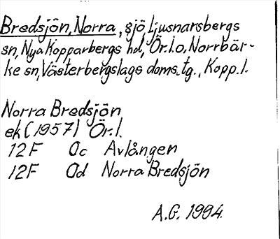 Bild på arkivkortet för arkivposten Bredsjön, Norra