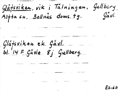 Bild på arkivkortet för arkivposten Gläfsviken