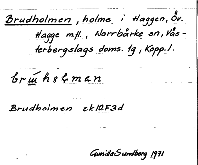 Bild på arkivkortet för arkivposten Brudholmen