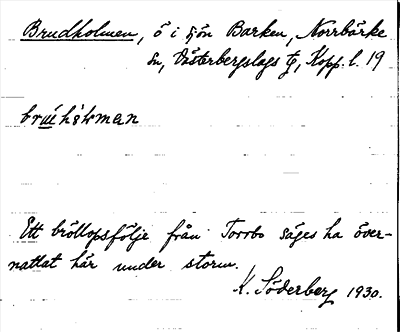 Bild på arkivkortet för arkivposten Brudholmen