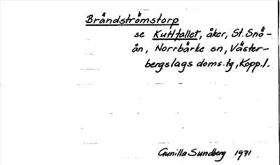 Bild på arkivkortet för arkivposten Brändströmstorp, se Kuttfallet