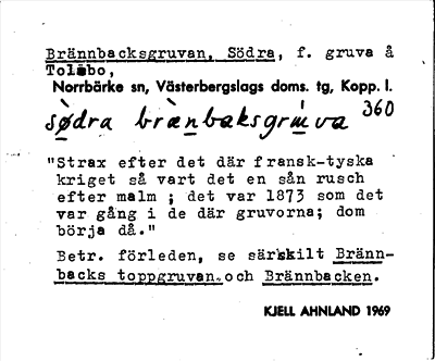 Bild på arkivkortet för arkivposten Brännbacksgruvan, Södra