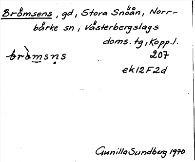 Bild på arkivkortet för arkivposten Brömsens