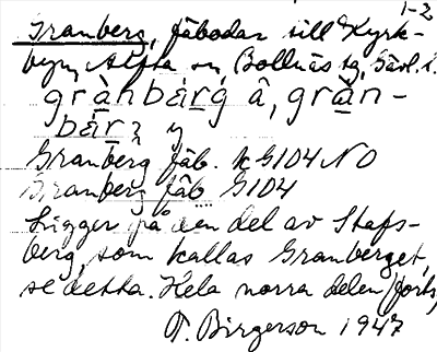 Bild på arkivkortet för arkivposten Granberg