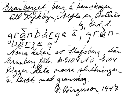 Bild på arkivkortet för arkivposten Granberget