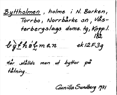 Bild på arkivkortet för arkivposten Byttholmen