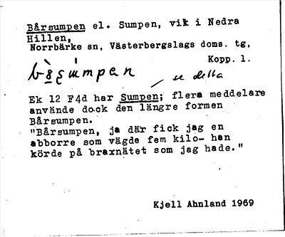 Bild på arkivkortet för arkivposten Bårsumpen