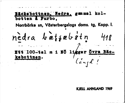 Bild på arkivkortet för arkivposten Bäckebottnen, Nedra