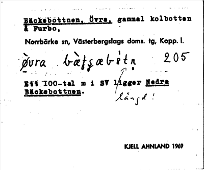 Bild på arkivkortet för arkivposten Bäckebottnen, Övra