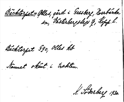 Bild på arkivkortet för arkivposten Bäcktorpet = Olles gård