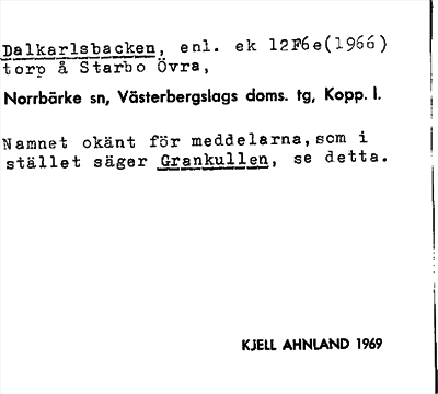 Bild på arkivkortet för arkivposten Dalkarlsbacken