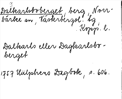 Bild på arkivkortet för arkivposten Dalkarlsboberget