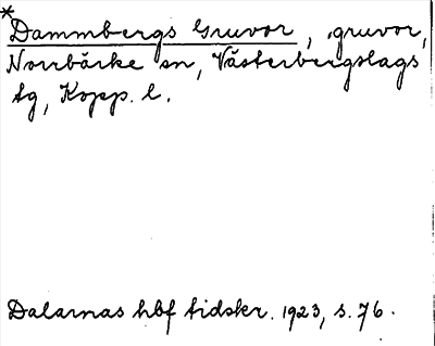Bild på arkivkortet för arkivposten *Dammbergs Gruvor