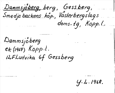 Bild på arkivkortet för arkivposten Dammsjöberg
