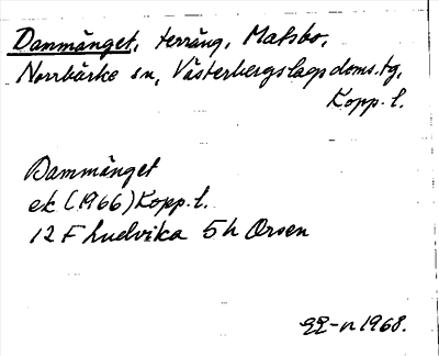 Bild på arkivkortet för arkivposten Dammänget