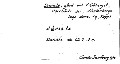 Bild på arkivkortet för arkivposten Daniels