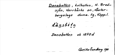 Bild på arkivkortet för arkivposten Dansbotten