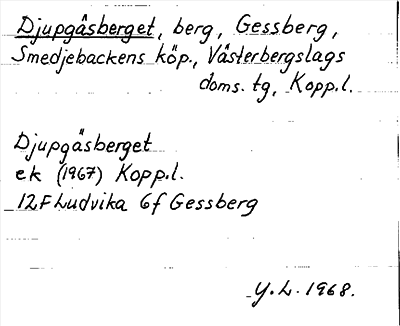 Bild på arkivkortet för arkivposten Djupgäsberget