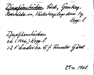 Bild på arkivkortet för arkivposten Djuptjärnsbäcken