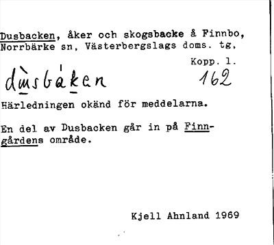 Bild på arkivkortet för arkivposten Dusbacken