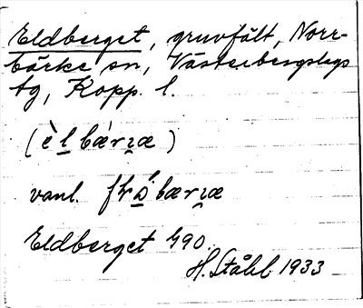 Bild på arkivkortet för arkivposten Eldberget